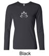 Ladies Yoga Shirt Grey Namaste Lotus Long Sleeve Tee T-Shirt
