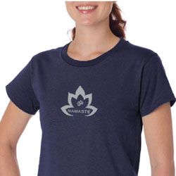 Ladies Yoga Shirt Grey Namaste Lotus Organic Tee T-Shirt