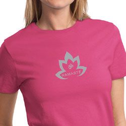Ladies Yoga Shirt Grey Namaste Lotus Tee T-Shirt