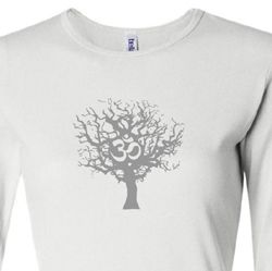 Ladies Yoga Shirt Grey Tree of Life Long Sleeve Shirt