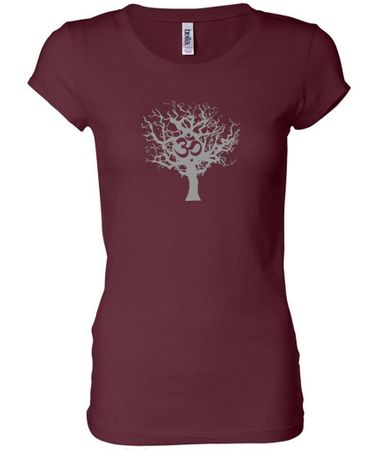 Ladies Yoga Shirt Grey Tree of Life Longer Length Tee T-Shirt