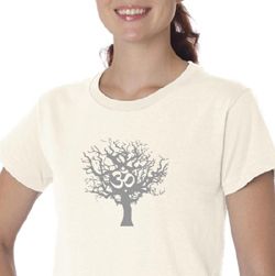 Ladies Yoga Shirt Grey Tree of Life Organic Tee T-shirt