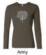 Ladies Yoga Shirt Grey Tree Pose Long Sleeve Tee T-Shirt