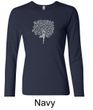Ladies Yoga Shirt Grey Tree Pose Long Sleeve Tee T-Shirt