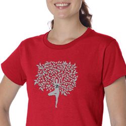 Ladies Yoga Shirt Grey Tree Pose Organic Tee T-Shirt