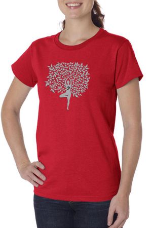 Ladies Yoga Shirt Grey Tree Pose Organic Tee T-Shirt