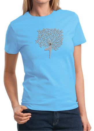 Ladies Yoga Shirt Grey Tree Pose Tee T-Shirt