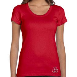 Ladies Yoga Shirt Hindu Patch Bottom Print Scoop Neck Tee T-Shirt Ladies Yoga Shirt Hindu Patch Bottom Print Scoop Neck Tee T-Shirt