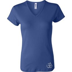 Ladies Yoga Shirt Hindu Patch Bottom Print V-neck Tee T-Shirt Ladies Yoga Shirt Hindu Patch Bottom Print V-neck Tee T-Shirt