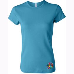 Ladies Yoga Shirt Hippie Sun Patch Bottom Print Crewneck Tee T-Shirt