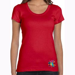 Ladies Yoga Shirt Hippie Sun Patch Bottom Print Scoop Neck Tee T-Shirt