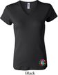 Ladies Yoga Shirt Hippie Sun Patch Bottom Print V-neck Tee T-Shirt
