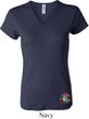 Ladies Yoga Shirt Hippie Sun Patch Bottom Print V-neck Tee T-Shirt