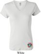 Ladies Yoga Shirt Hippie Sun Patch Bottom Print V-neck Tee T-Shirt