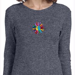 Ladies Yoga Shirt Hippie Sun Patch Middle Long Sleeve Tee T-Shirt