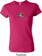 Ladies Yoga Shirt Hippie Sun Patch Middle Print Crewneck Tee T-Shirt