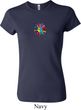 Ladies Yoga Shirt Hippie Sun Patch Middle Print Crewneck Tee T-Shirt