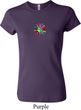 Ladies Yoga Shirt Hippie Sun Patch Middle Print Crewneck Tee T-Shirt
