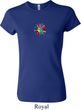 Ladies Yoga Shirt Hippie Sun Patch Middle Print Crewneck Tee T-Shirt