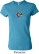 Ladies Yoga Shirt Hippie Sun Patch Middle Print Crewneck Tee T-Shirt