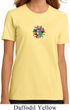 Ladies Yoga Shirt Hippie Sun Patch Middle Print Organic Tee T-Shirt
