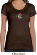 Ladies Yoga Shirt Hippie Sun Patch Middle Print Scoop Neck Tee T-Shirt