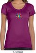 Ladies Yoga Shirt Hippie Sun Patch Middle Print Scoop Neck Tee T-Shirt