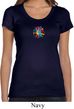 Ladies Yoga Shirt Hippie Sun Patch Middle Print Scoop Neck Tee T-Shirt