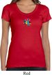Ladies Yoga Shirt Hippie Sun Patch Middle Print Scoop Neck Tee T-Shirt