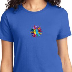 Ladies Yoga Shirt Hippie Sun Patch Middle Print Tee T-Shirt