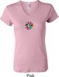 Ladies Yoga Shirt Hippie Sun Patch Middle Print V-neck Tee T-Shirt