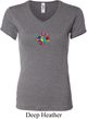 Ladies Yoga Shirt Hippie Sun Patch Middle Print V-neck Tee T-Shirt