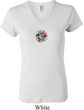 Ladies Yoga Shirt Hippie Sun Patch Middle Print V-neck Tee T-Shirt