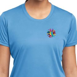 Ladies Yoga Shirt Hippie Sun Patch Pocket Print Moisture Wicking Tee