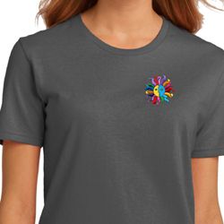 Ladies Yoga Shirt Hippie Sun Patch Pocket Print Organic Tee T-Shirt