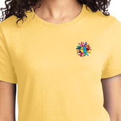 Ladies Yoga Shirt Hippie Sun Patch Pocket Print Tee T-Shirt