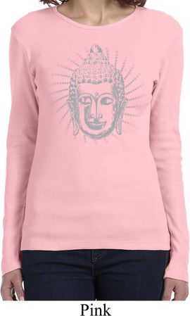 Ladies Yoga Shirt Iconic Buddha Long Sleeve Tee T-Shirt