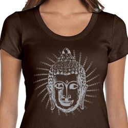 Ladies Yoga Shirt Iconic Buddha Scoop Neck Tee T-Shirt