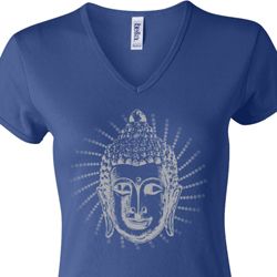 Ladies Yoga Shirt Iconic Buddha V-neck Tee T-Shirt