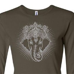 Ladies Yoga Shirt Iconic Ganesha Long Sleeve Tee T-Shirt