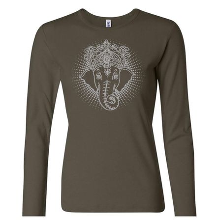 Ladies Yoga Shirt Iconic Ganesha Long Sleeve Tee T-Shirt