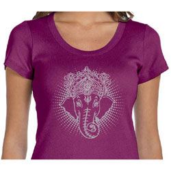 Ladies Yoga Shirt Iconic Ganesha Scoop Neck Tee T-Shirt