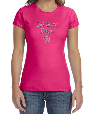 Ladies Yoga Shirt Jai Guru Deva Crewneck Tee T-Shirt
