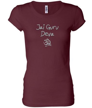 Ladies Yoga Shirt Jai Guru Deva Longer Length Tee T-Shirt