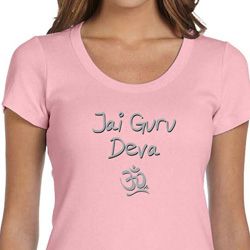 Ladies Yoga Shirt Jai Guru Deva Scoop Neck Tee T-Shirt