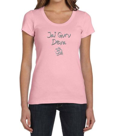 Ladies Yoga Shirt Jai Guru Deva Scoop Neck Tee T-Shirt