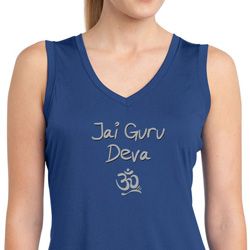 Ladies Yoga Shirt Jai Guru Deva Sleeveless Moisture Wicking Tee