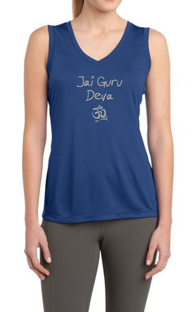 Ladies Yoga Shirt Jai Guru Deva Sleeveless Moisture Wicking Tee