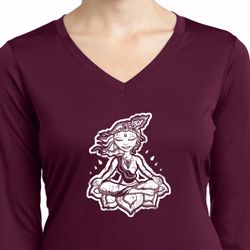 Ladies Yoga Shirt Krishna Dry Wicking Long Sleeve Tee T-Shirt Ladies Yoga Shirt Krishna Dry Wicking Long Sleeve Tee T-Shirt