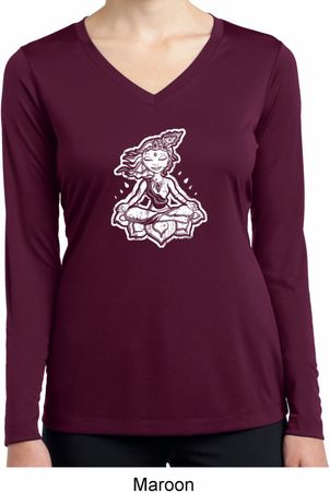 Ladies Yoga Shirt Krishna Dry Wicking Long Sleeve Tee T-Shirt